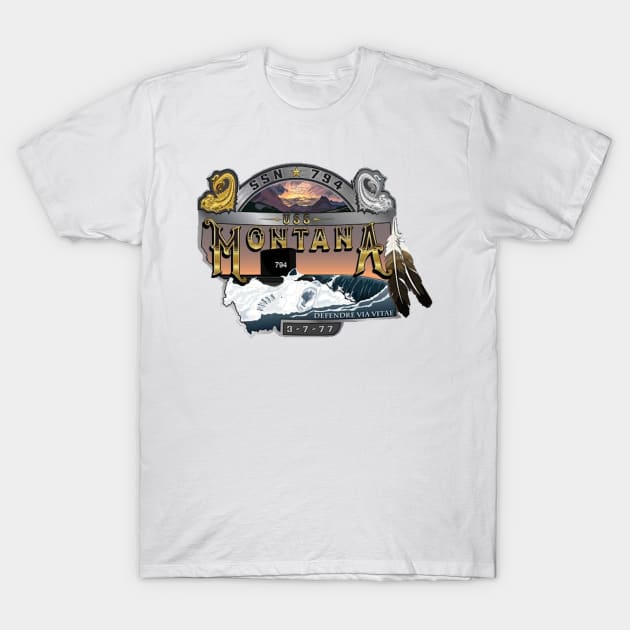 USS Montana SSN 794 T-Shirt by Spacestuffplus